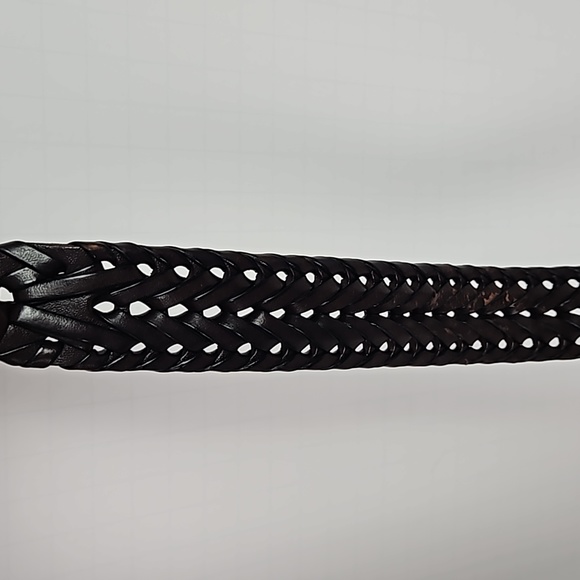 Fossil | Men's Classic Brown Woven Roller Leather Silver Tone Buckle Belt Sz 38 - Picture 6 of 13